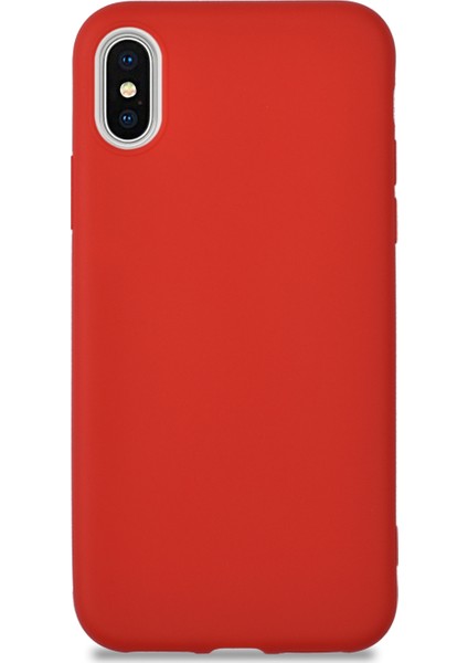 Apple iPhone XS Kılıf Kamera Korumalı Premier Silikon Kapak - Kırmızı