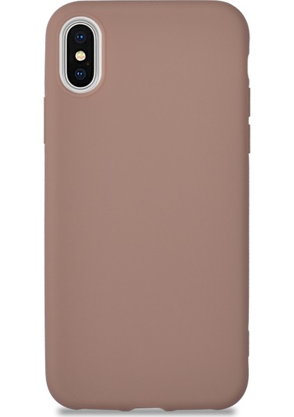 Apple iPhone XS Kılıf Kamera Korumalı Premier Silikon Kapak - Kahverengi