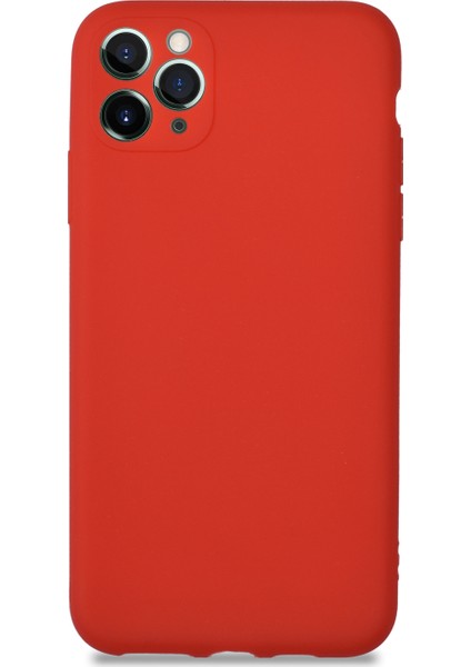 Apple iPhone 11 Promax Kılıf Kamera Korumalı Premier Silikon Kapak - Kırmızı