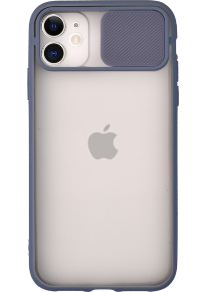 Apple iPhone XR Kapak Sürgülü Kamera Korumalı Silikon Kılıf - Mavi