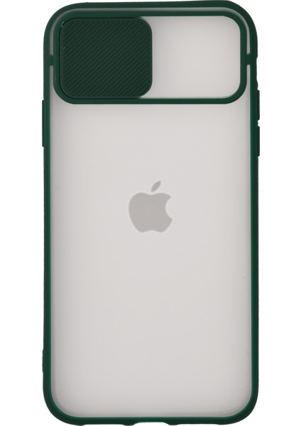 Apple iPhone X Kapak Sürgülü Kamera Korumalı Silikon Kılıf - Yeşil