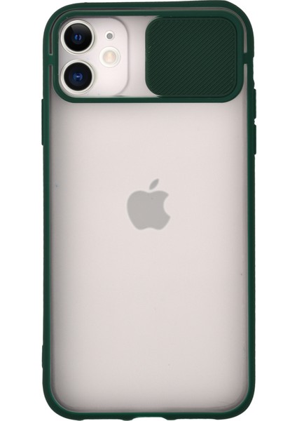 Apple iPhone X Kapak Sürgülü Kamera Korumalı Silikon Kılıf - Yeşil