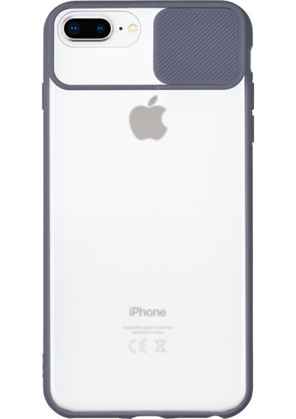 Apple iPhone 7 Plus Kapak Sürgülü Kamera Korumalı Silikon Kılıf - Mavi