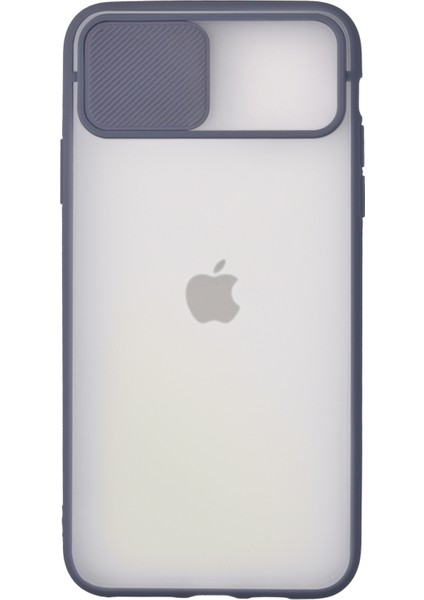 Apple iPhone 11 Pro Max Kapak Sürgülü Kamera Korumalı Silikon Kılıf - Mavi