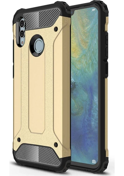 Caseart Huawei P Smart 2019 Kapak Çift Katmanlı Zırh Tank Kılıf - Gold