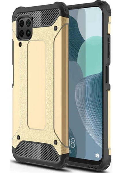 Caseart Huawei P40 Lite Kapak Çift Katmanlı Zırh Tank Kılıf - Gold