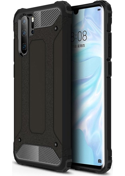Huawei P30 Pro Kapak Çift Katmanlı Zırh Tank Kılıf - Siyah