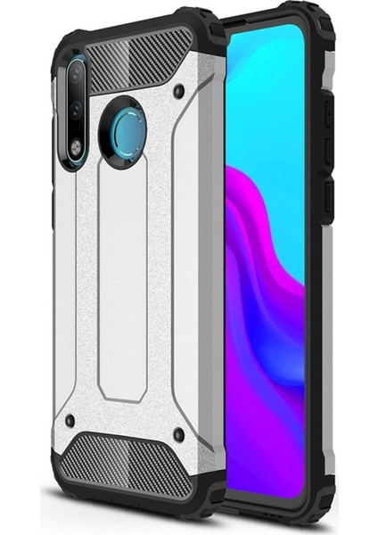 Huawei P30 Lite Kapak Çift Katmanlı Zırh Tank Kılıf - Gri