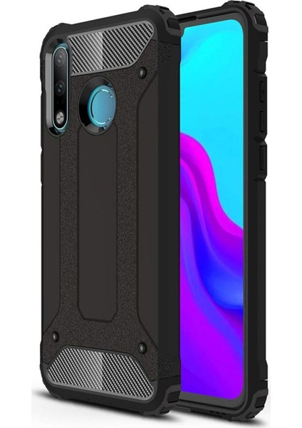 Huawei P30 Lite Kapak Çift Katmanlı Zırh Tank Kılıf - Siyah