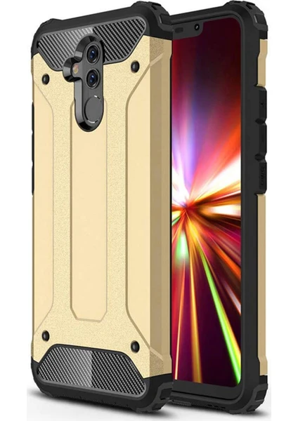 Caseart Huawei Mate 20 Lite Kapak Çift Katmanlı Zırh Tank Kılıf - Gold