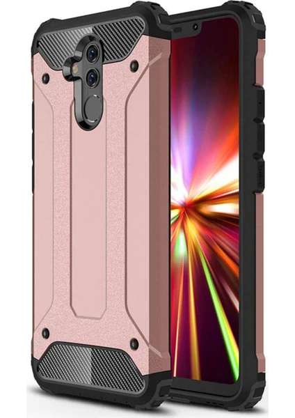 Caseart Huawei Mate 20 Lite Kapak Çift Katmanlı Zırh Tank Kılıf - Rose Gold