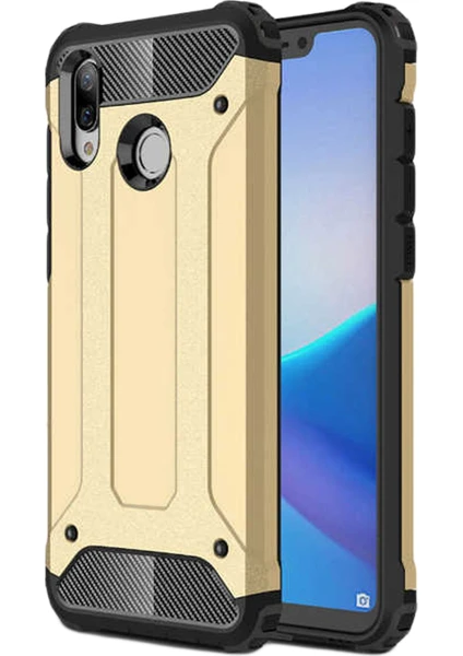 Caseart Huawei Honor 8c Kapak Çift Katmanlı Zırh Tank Kılıf - Gold