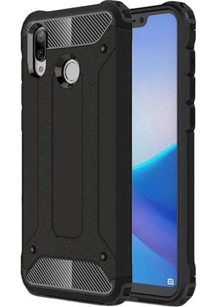 Huawei Honor 8c Kapak Çift Katmanlı Zırh Tank Kılıf - Siyah
