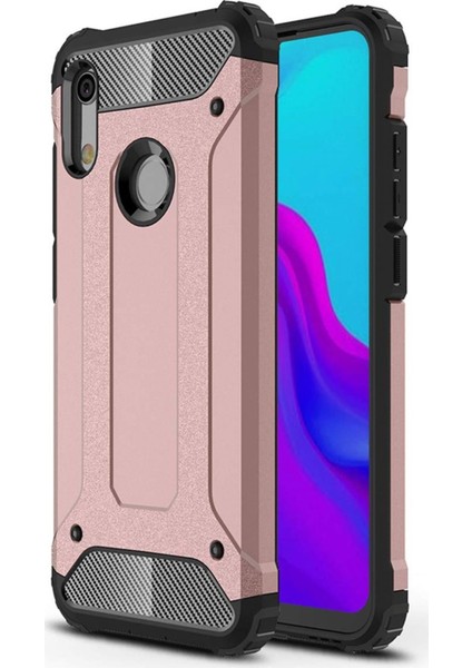 Huawei Honor 8A Kapak Çift Katmanlı Zırh Tank Kılıf - Rose Gold
