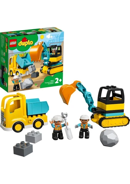 LEGO® DUPLO® İnşaat Kamyon ve Paletli Kazıcı 10931 - 2 Yaş ve Üzeri Çocuklar için Kazıcı ve Damperli Kamyon İçeren Eğitici Yapım Seti (20 Parça)