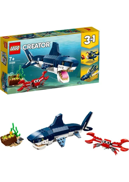 LEGO® Creator 3'ü 1 arada Derin Deniz Yaratıkları 31088- 7  Yaş ve Üzeri Deniz Seven Çocuklar İçin Yaratıcı Yapım Seti (230 Parça)