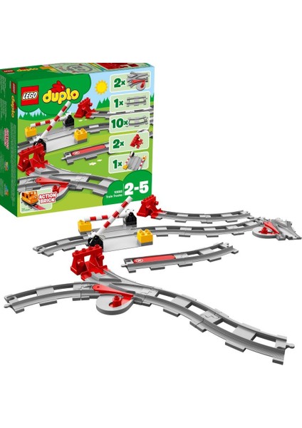 ® DUPLO® Tren Rayları 10882 - 2 Yaş ve Üzeri Çocuklar için DUPLO Setleriyle Uyumlu Tamamlayıcı Eğitici Oyuncak Yapım Seti (23 Parça)