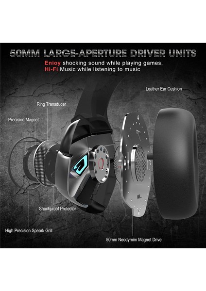 Profesyonel Oyuncu Kulaklığı Telefon Uyumlu Kulaküstü Gaming Kulaklık Siyah Renkli LED Pc/ps4/xbox Uyumlu modelleri