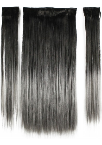 250 gr 70 cm Düz Fiber Yarımay Set Siyah Gri Ombreli