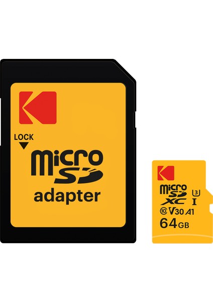 Ultra Performans 64GB microSDXC-I UHS-I U3 Micro SD Kart + SD Adaptör