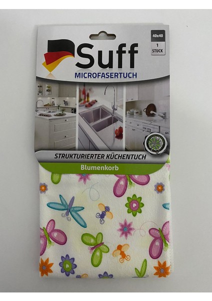 Çiçek Sepeti/blumenkorb-Kelebek Desenli Mikrofiber Bez