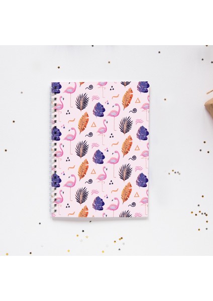 A5 Flamingo Yaprak Spiralli Çizgisiz Defter 96 Yaprak