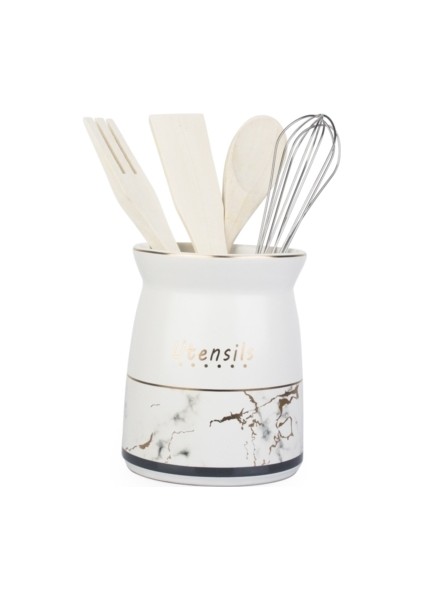 Mermer Desen 4'lü Seramik Kaşıklık