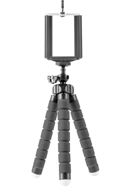 Süngerli Ahtapot Tripod + Telefon Aparatı Siyah