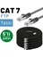 5 Adet  CAT7 Yassı Ethernet (Network, LAN) Kablosu, Siyah, 25 cm 2