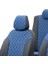 Dacia Duster 2010-2017 Özel Üretim Koltuk Kılıfı Madrid Design Deri Mavi - Siyah 4