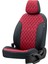Dacia Logan 2004-2012 5 Kişi Özel Üretim Koltuk Kılıfı Madrid Design Deri Kırmızı - Siyah 2