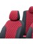 Dacia Logan 2004-2012 5 Kişi Özel Üretim Koltuk Kılıfı Madrid Design Deri Kırmızı - Siyah 4