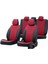 Ford Fiesta 2001-2008 Özel Üretim Koltuk Kılıfı Madrid Design Deri Kırmızı - Siyah 1