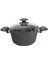 Granit Derin Tencere 22 cm Cam Kapaklı Gri Renk 1