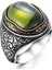 Özel Kesim Zebercet Olivin Yeşil Taşlı Gümüş Erkek Yüzük 1