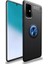 Samsung Galaxy M31S Kılıf Ultra Korumalı Yüzüklü Manyetik Ravel Silikon + Cam Ekran Koruyucu Siyah Mavi 1