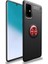 Samsung Galaxy M31S Kılıf Ultra Korumalı Yüzüklü Manyetik Ravel Silikon + Tam Kaplayan 5d Cam Ekran Koruyucu Siyah Kırmızı 1