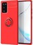 Samsung Galaxy Note 20 Kılıf Ultra Korumalı Yüzüklü Manyetik Ravel Silikon + Tam Kaplayan 3D Cam Ekran Koruyucu Kırmızı 1