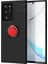 Samsung Galaxy Note 20 Ultra Kılıf Ultra Korumalı Yüzüklü Manyetik Ravel Silikon + Tam Kaplayan 3D Cam Ekran Koruyucu Siyah Kırmızı 1