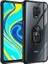 Xiaomi Redmi Note 9 Pro Kılıf Korumalı Yüzüklü Standlı Mola Kapak + Tam Kaplayan 6d Nano Ekran Koruyucu Siyah 1