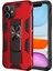 Apple iPhone 11 Kapak Standlı Mıknatıslı Tank Kılıf - Kırmızı 1