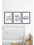 3 Parça Çerçe Görünümlü Bebek Odası Mavi Yazılı Poster Tablo Seti 1