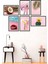 Çerçeveli 6 Parça Pembe Hindistan Cevizi Inci Çiçek Kaktüslütablo Seti 30X20CM x 6lı 1