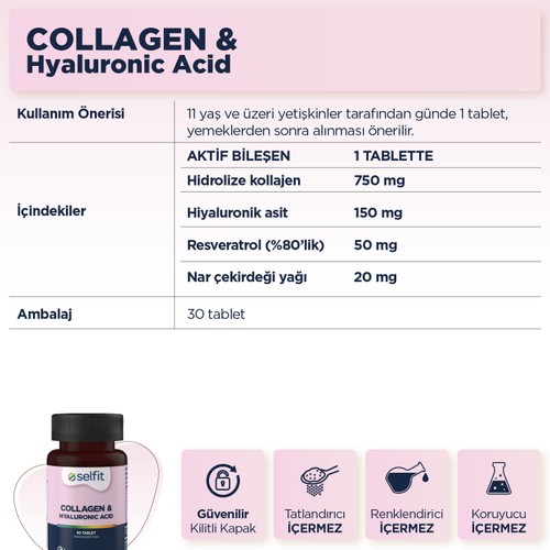 Eczacibasi Selfit Collagen Hyaluronic Acid Tablet 30 Fiyati