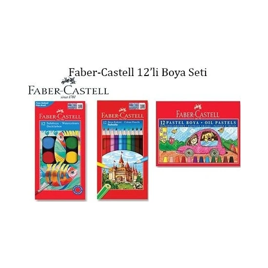 Faber-Castell 3'lü Boya Seti 12'li Sulu - Kuru ve Pastel Boya