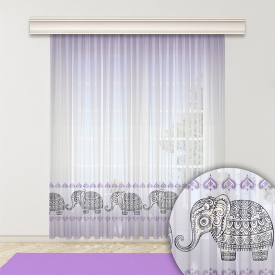 Fil3 Desenli Baskılı Bebek Odası Tül Perde Kd Fil3 Desenli Baskılı Bebek Odası Tül Perde Kd