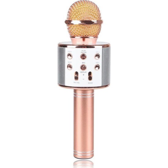 Wster WS-858 Karaoke Wireless Mikrofon - Dahili Hoparlör - Bluetooth & USB -