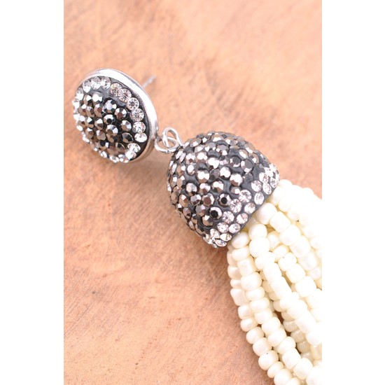 The Betys TB195 Beyaz Incili Taşlı Sallanan Küpe Fiyatı