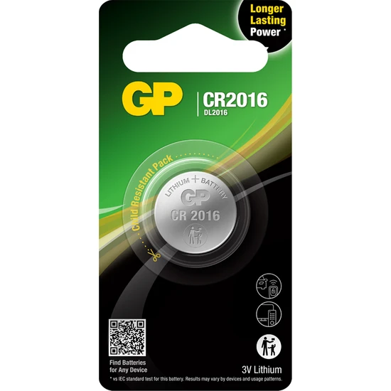GP Tekli CR2016 3V Lityum Düğme Pil  (GPCR2016-U1)