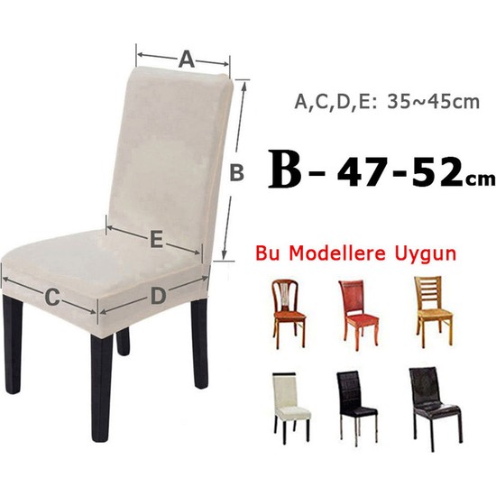 İhsan Trade Süet Sandalye Kılıfı. 6 Li Set. Açık Bej Rengi